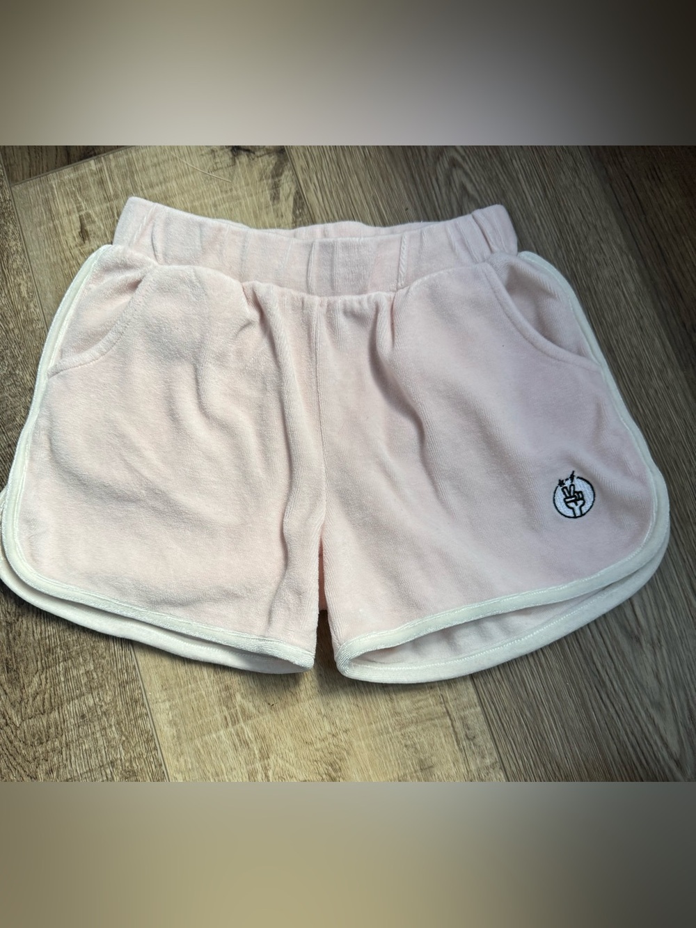 Girls Light Peach Velour Athletic Shorts M(7/8)